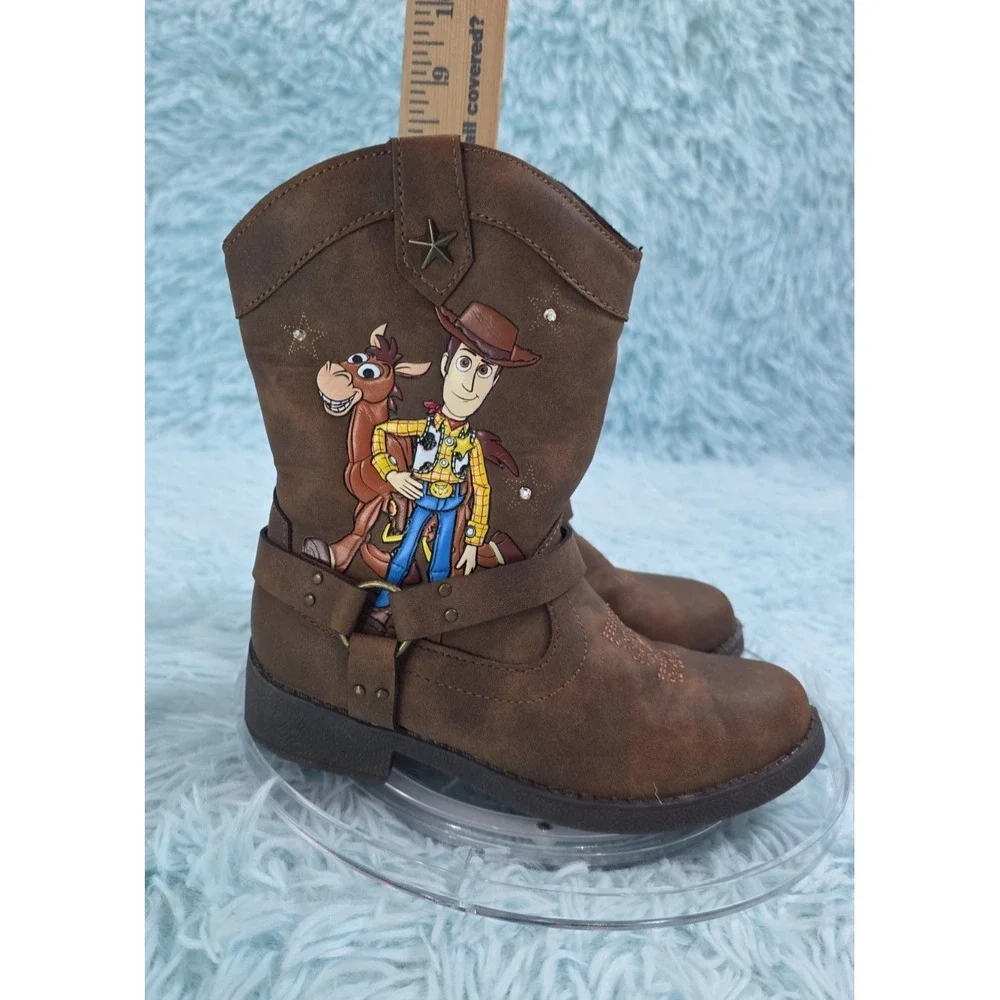 Disney Pixar Toy Story Woody Bullseye Kids Cowboy Boots Size 11 Brown Western